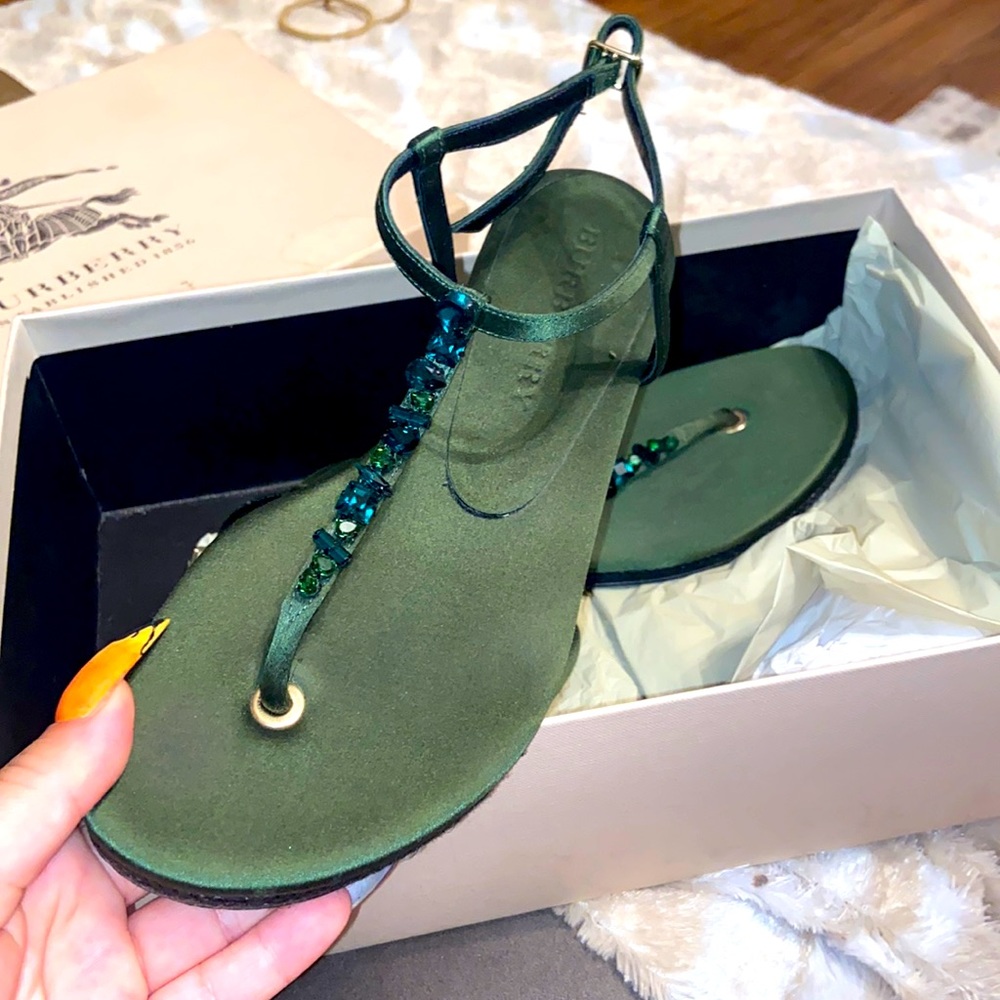 Burberry emerald green sandals